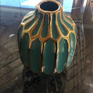TEAL & GOLD VASE